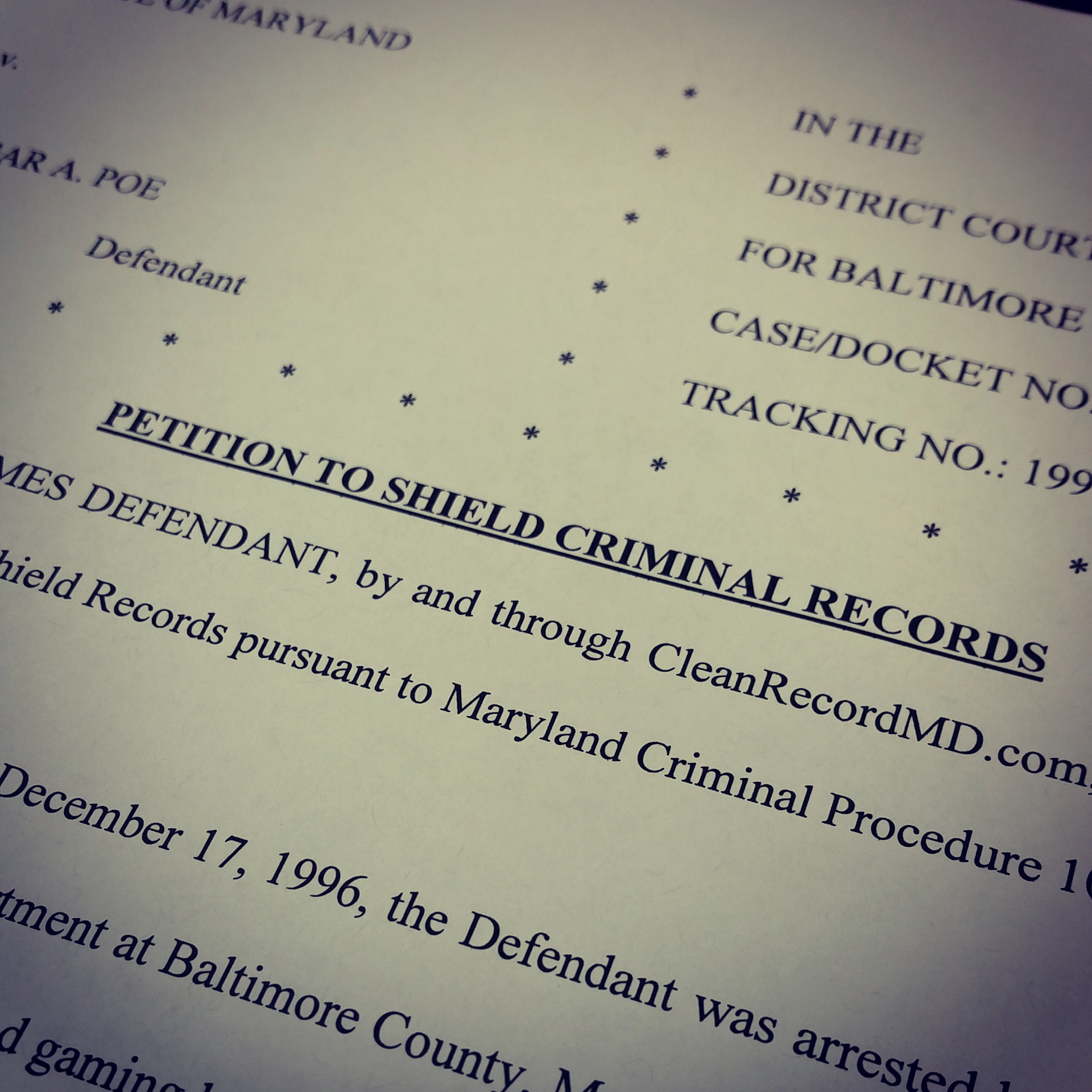 criminal assignment notice in maryland